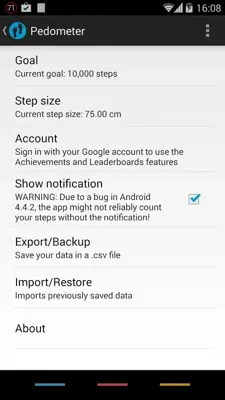 Pedometer android App screenshot 0